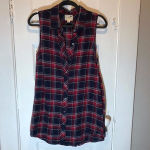 PacSun Red and Blue Plaid Button-down Dress
